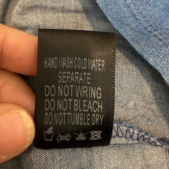 CQ by CQ denim tunic dress with tiered gauzy exaggerated sleeves sz Large, XL - Picture 7 of 11